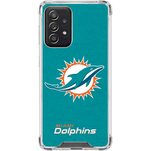 NFL Miami Dolphins Distressed- Aqua Galaxy A52 5G Clear Case